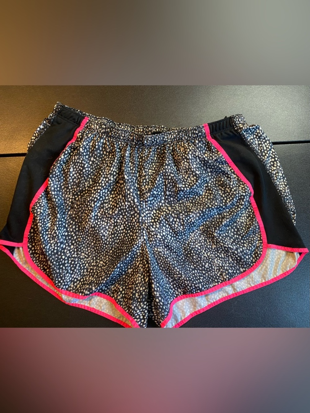 Speckled Athletic Shorts with Hot Pink Trim